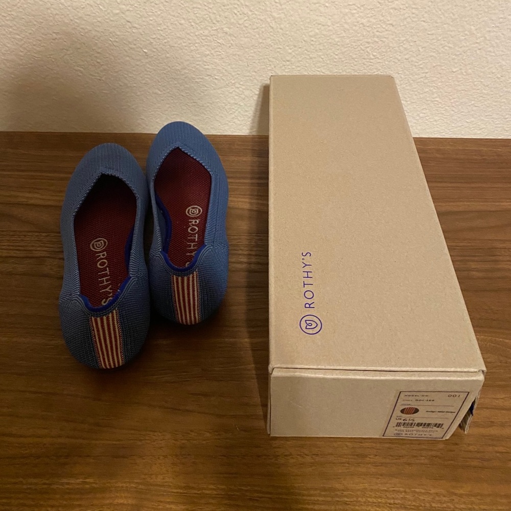 Rothy’s indigo mini stripe